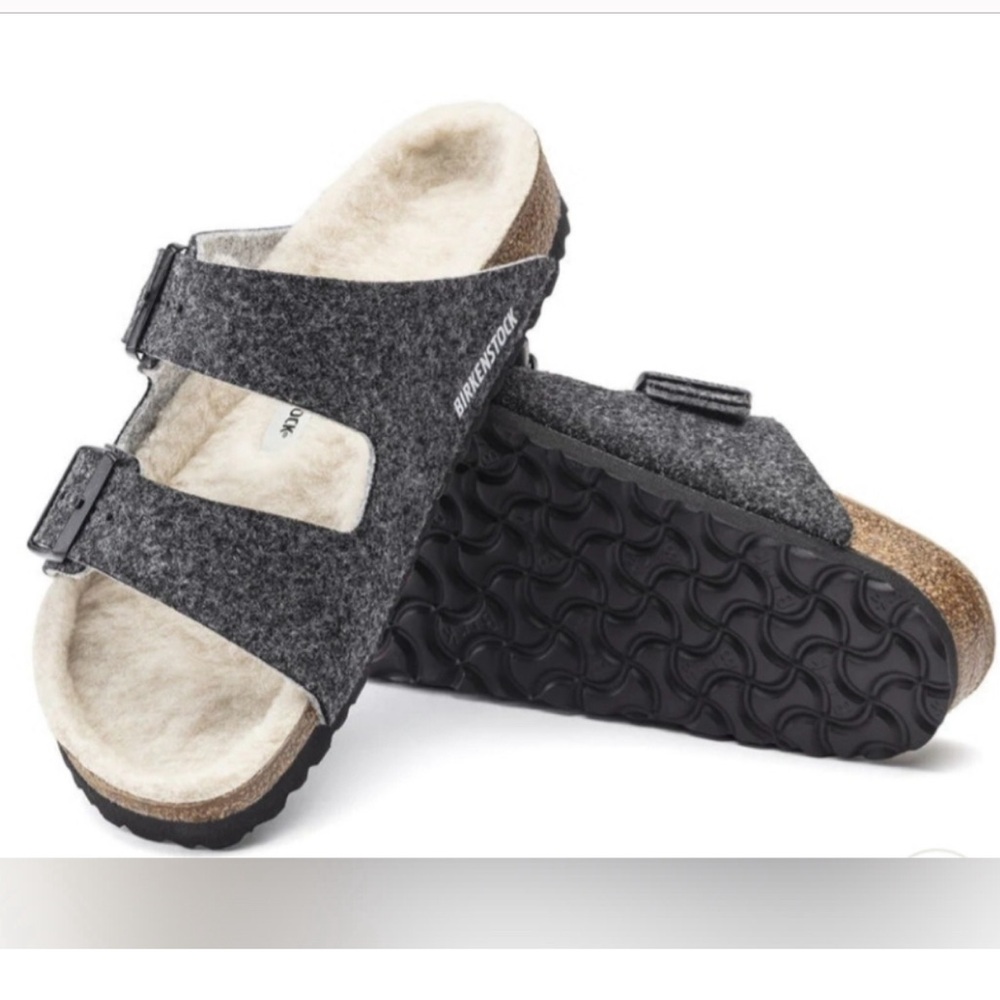 Birkenstock Unisex Arizona Wool Felt Sandal Doubleface Gray size 37 : like new!